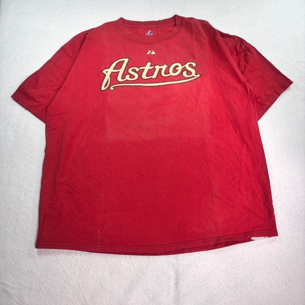 2008 Houston Astros Majestic MLB Graphic T Shirt Red Baseball Tee Size 2XL